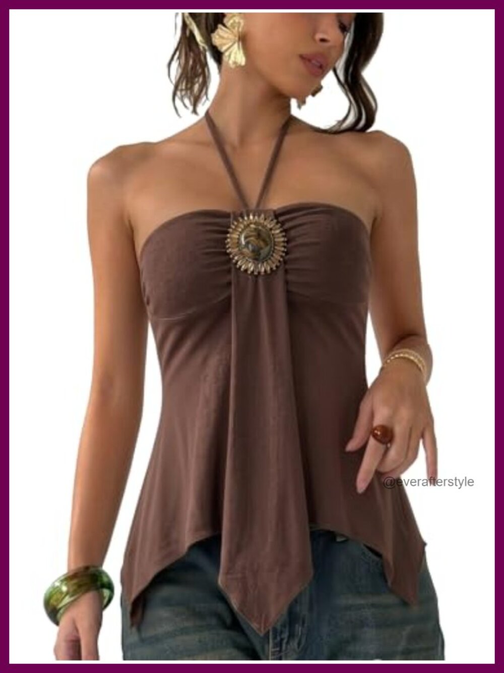 Western Halter Top Boho Vintage Hippie Camisole Open Back Tie Backless